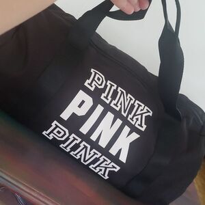 NWOT Victoria's Secret "PINK" Black Duffle Bag w/ White Lettering